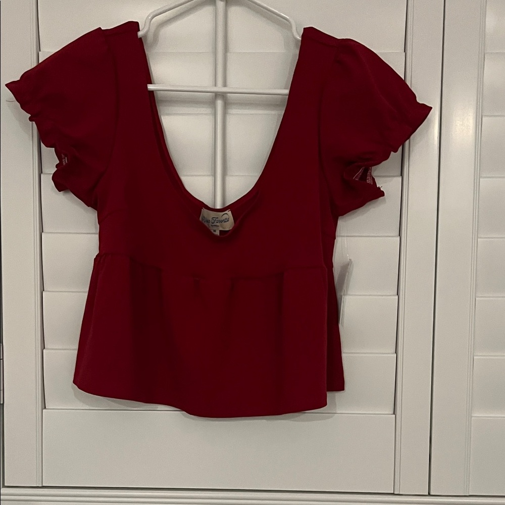 Pacsun red baby doll top with ruffle sleeves